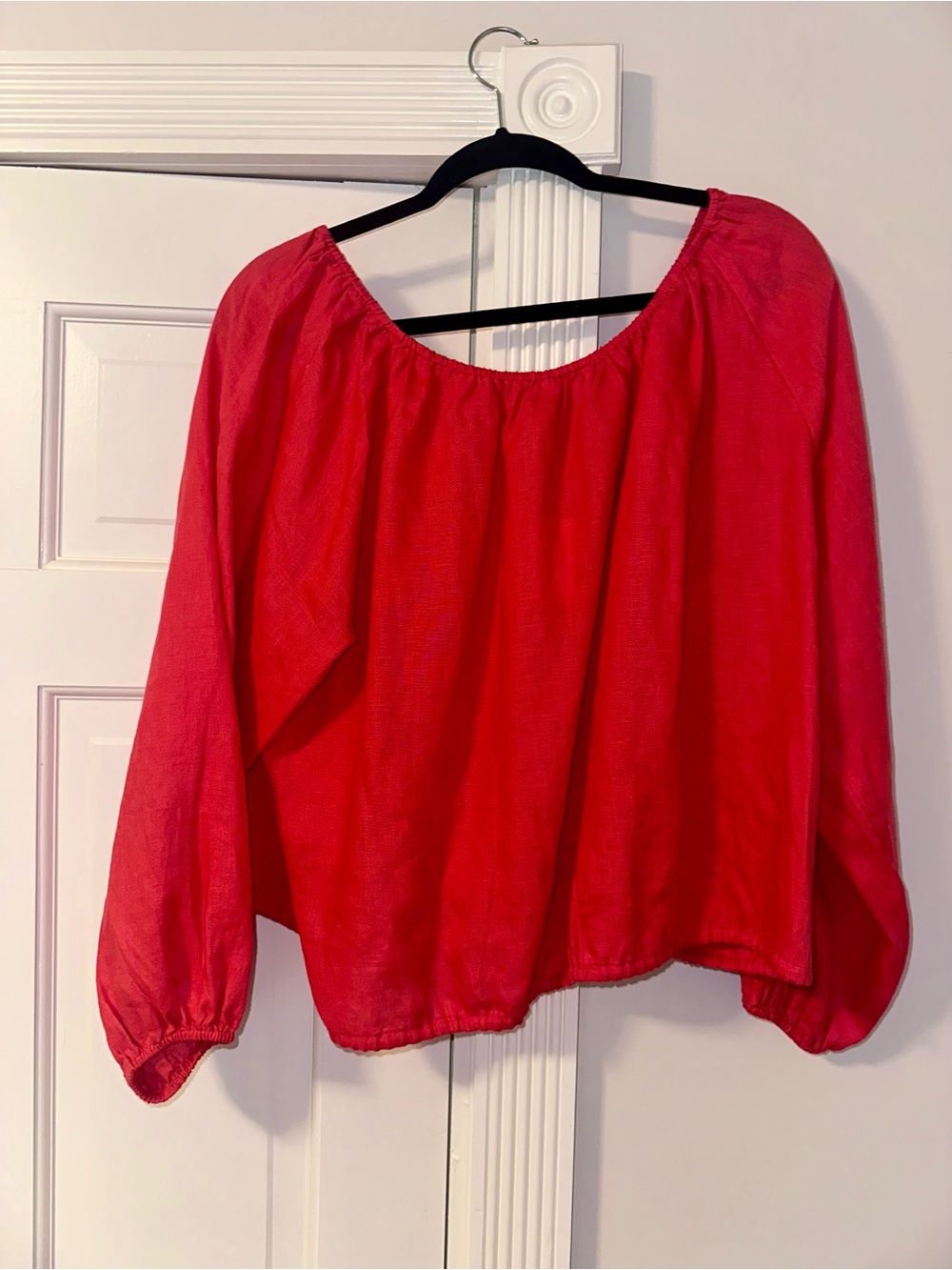Aritzia Women’s Red Off-Shoulder Peasant Top